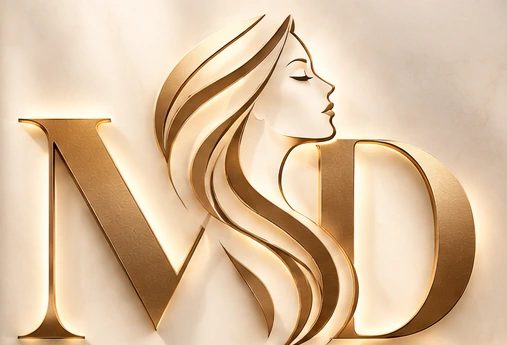 Kadın siluetli altın MD monogram